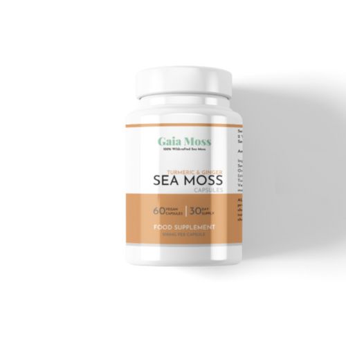 100% Wildcrafted Sea Moss, Turmeric & Ginger 500mg Capsules - 30 Day Supply