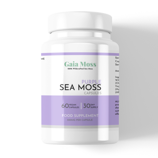 100% Wildcrafted Purple Sea Moss 500mg Capsules - 30 Day Supply